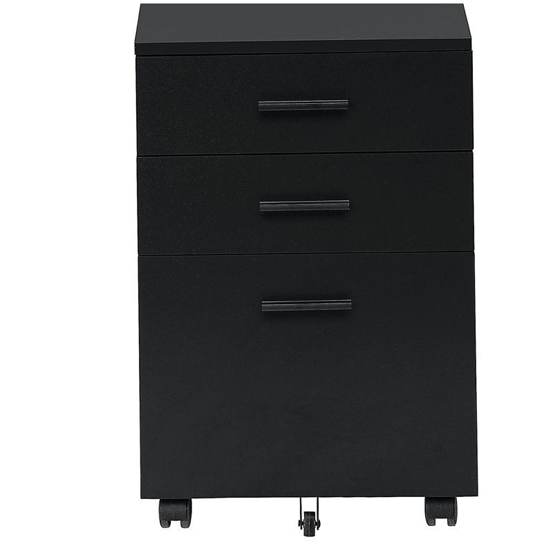 File Cabinet, Rolling Mobile, Storage Drawers, Printer Stand, Office, Work, Black Laminate, Contemporary, Modern