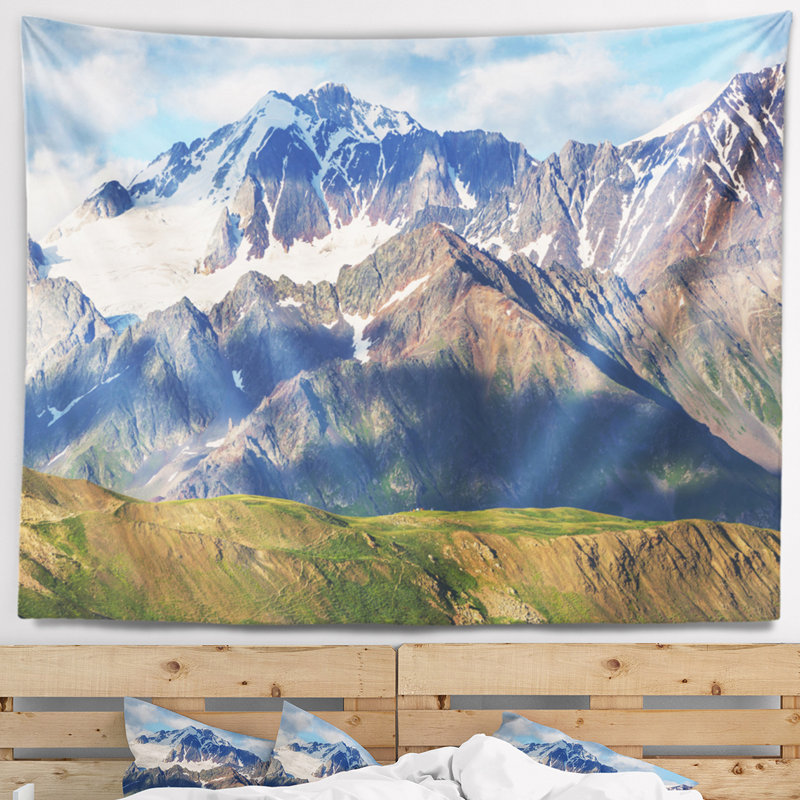 Tapisserie de magnifique montagnes de caucase, H 32 po x l 39 po