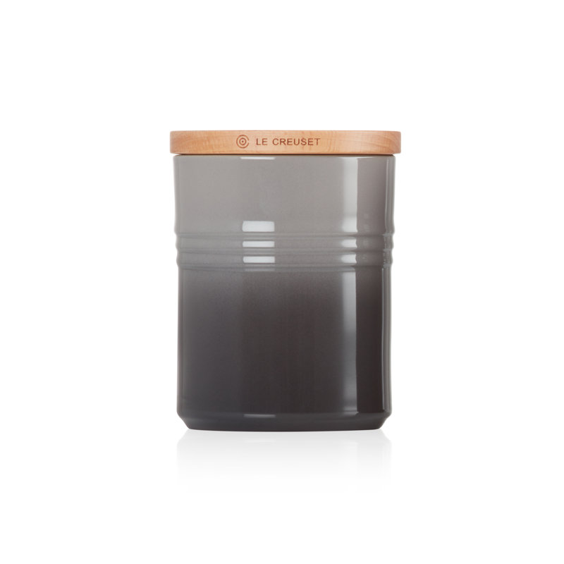 Le Creuset Stoneware Medium Storage Jar with Wooden Lid, Flint