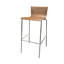 Tabouret de bar contemporain H 29,50 po avec coude en bois / chrome