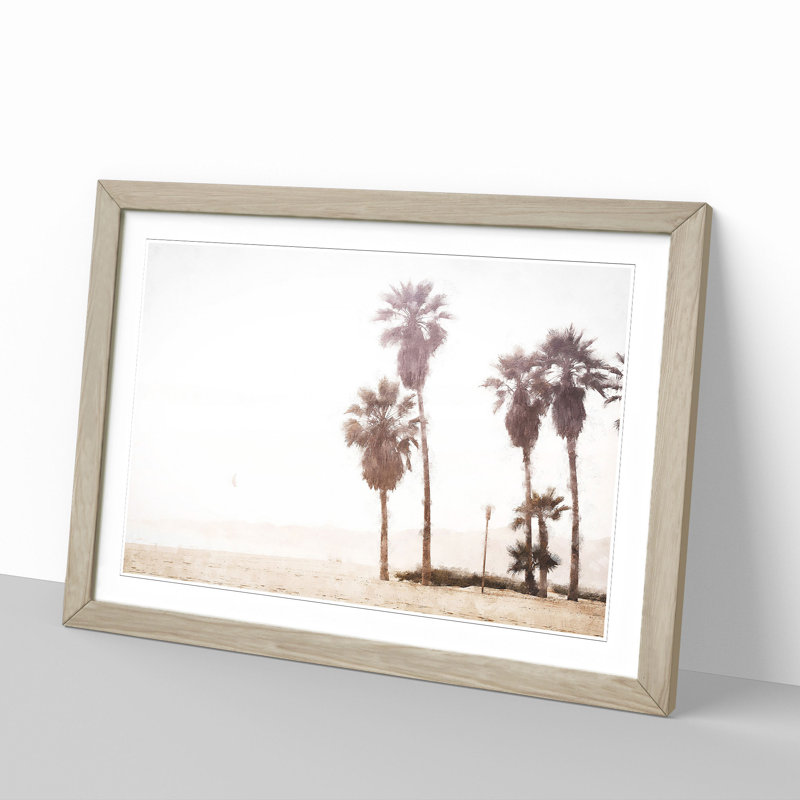 Palm Tree Beach Vol.2 - Framed Print, 48cm H x 65cm W x 2cm D, Oak Framed