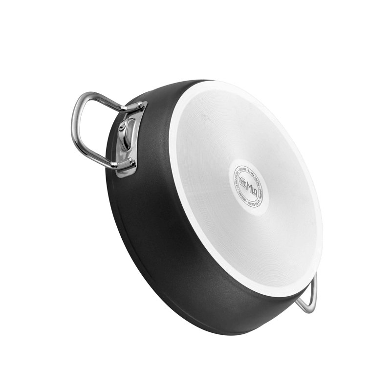 East Urban Home Erin Pot standard en aluminium avec couvercle, 24 cm, Noir