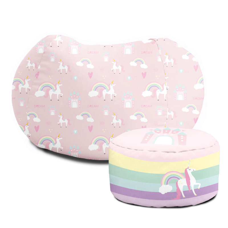 rucomfy Beanbags Printed Mini Slouchbag Bean Bag - Childrens Playroom, Bedroom - Machine Washable - Arrives Pre-Filled