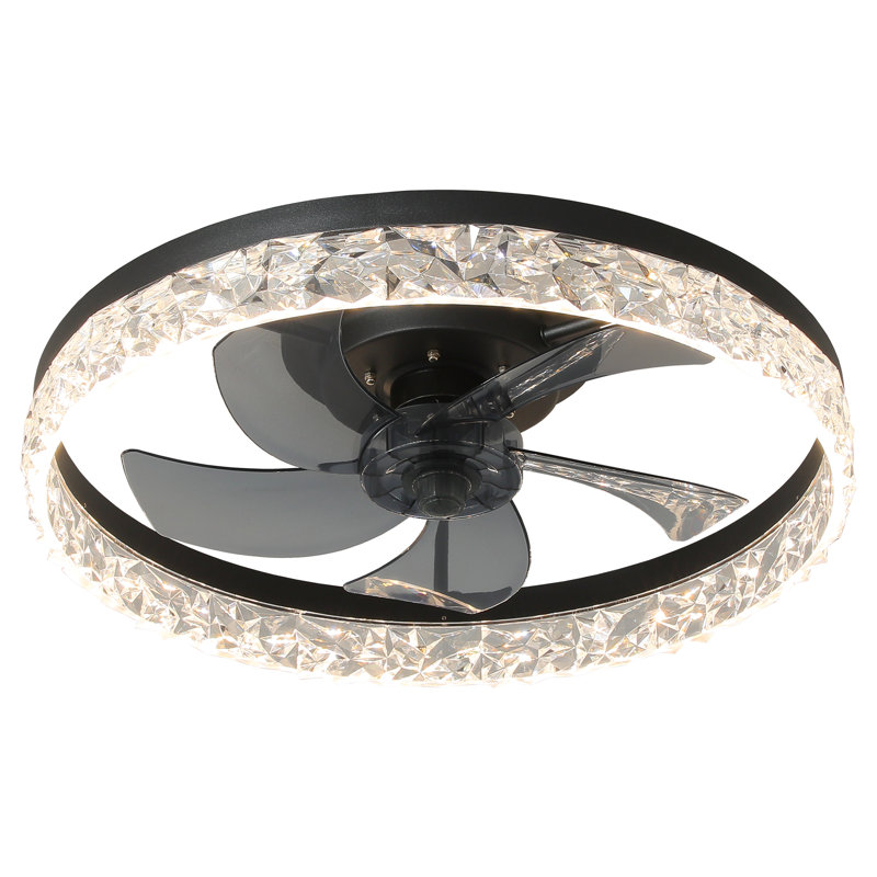 Ventilateur de plafond en cristal 20 po, Noir