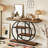 41.3 Inch Industrial Console Table with 4-Tier Rustic Brown Shelves, Unique Circle Metal Frame for Storage and Display, Narrow Entryway Accent-1837834521