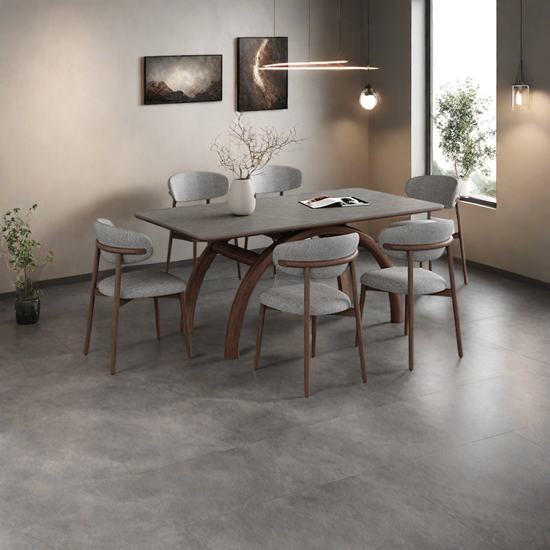 Table de salle à manger Nordic Modern, bois de frêne blanc et roche mate, H 29,5 po x L 59,1 po x l 31,5 po