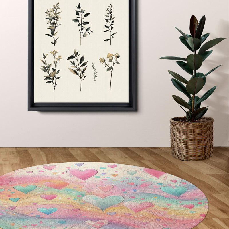 Tapis tressé Painted Love Sprays, Rond 5 pi
