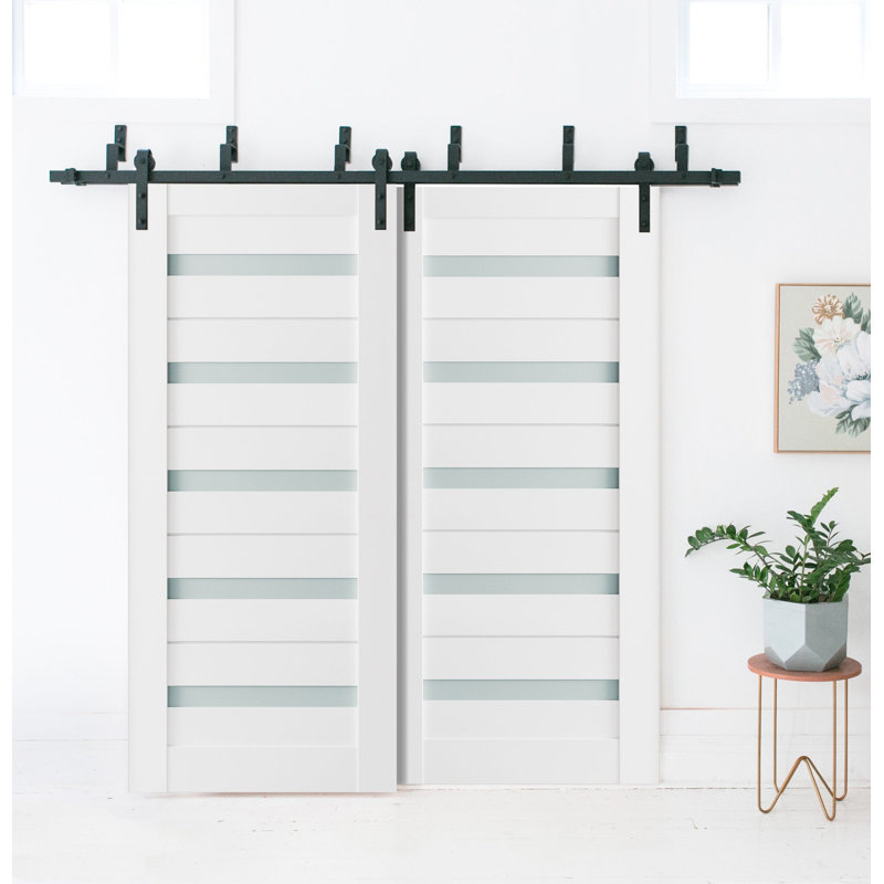 Portes blanches en verre givré Quadro, 56 po x 96 po