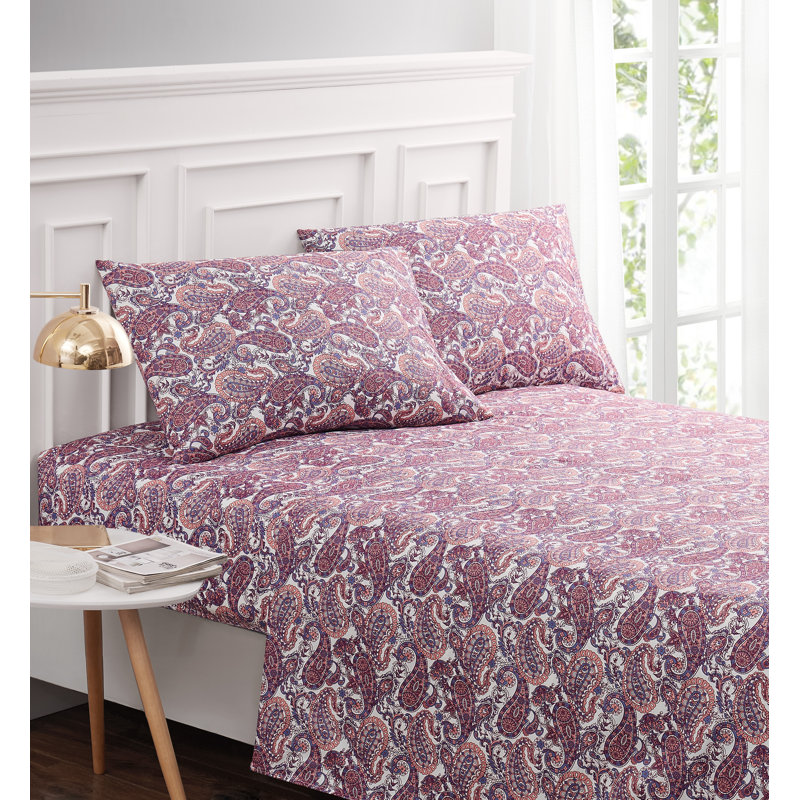 Microfiber Paisley Sheet Set, Twin