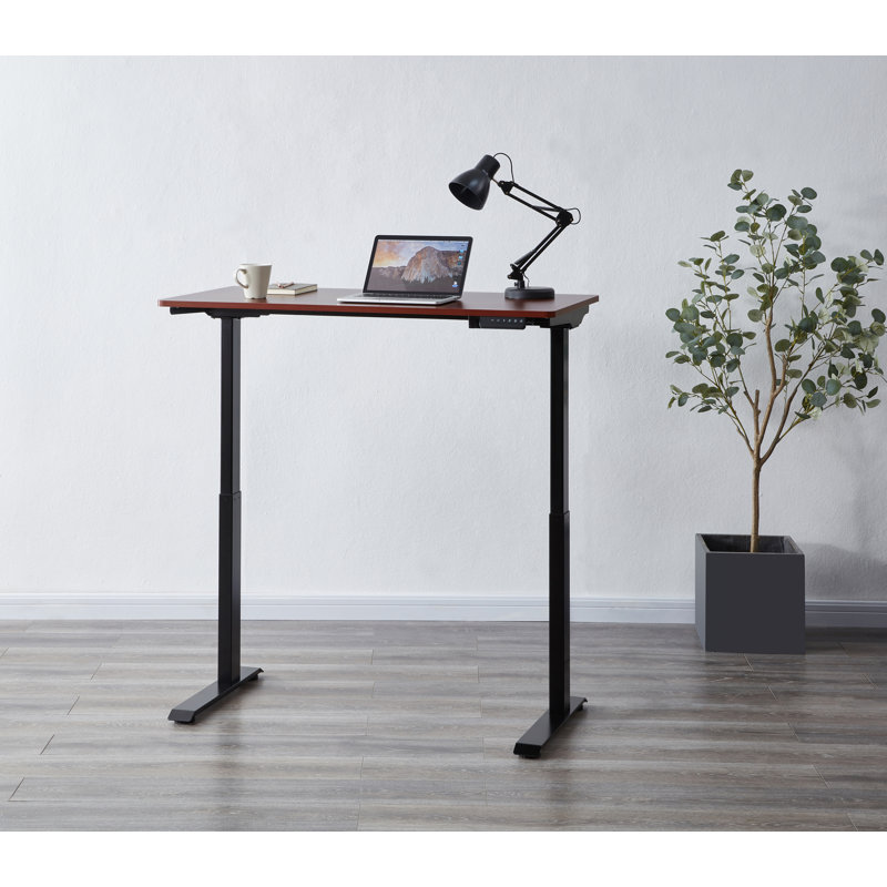 Glenva Adjustable Solid Wood Top Standing Desk, Black, Walnut