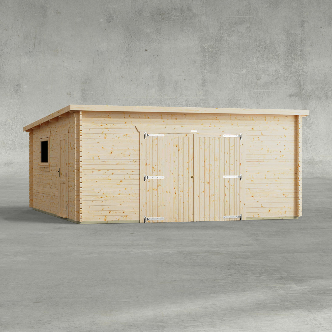 Powersheds 18 x 20ft Pent Garage Log Cabin - 44mm
