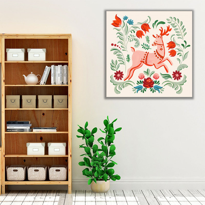 Folklore Reindeer I - reproduction d'art sur toile, H 40 po x l 40 po