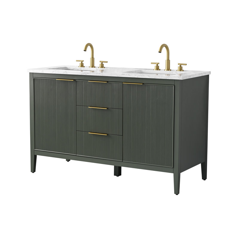 Bilroy 54" Double Vanity, Vintage Green/Brushed Bronze