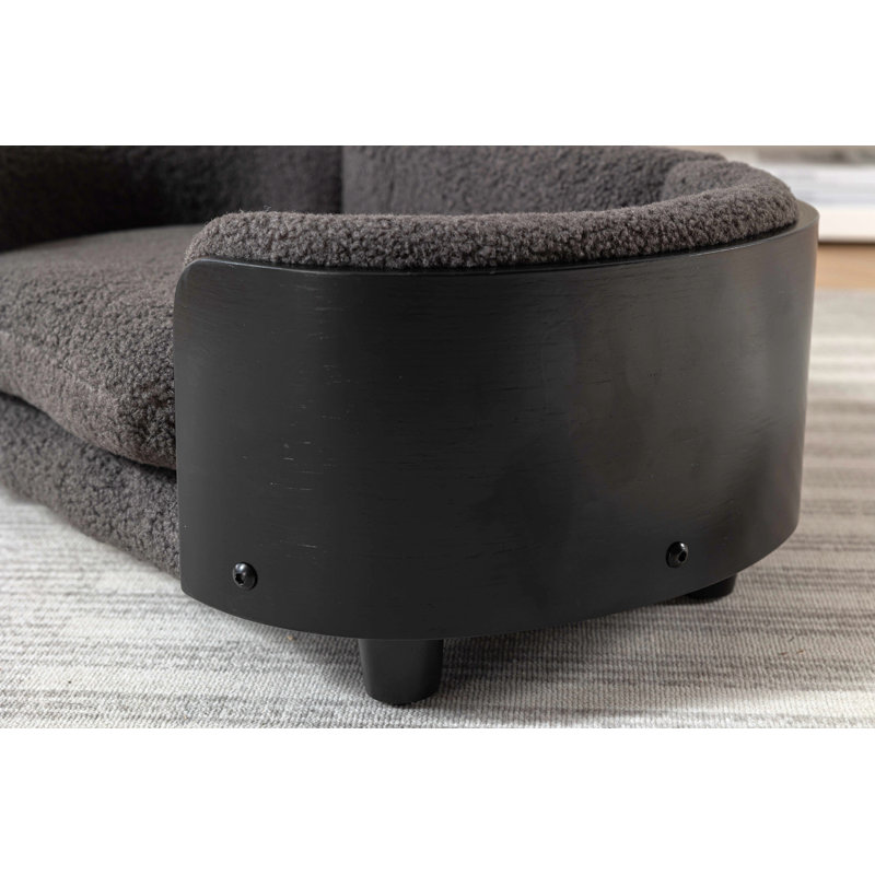 Canapé pour chien en bois massif Inira, L 30,7 po x P 20,08 po x H 9,85 po, Gris foncé / Noir