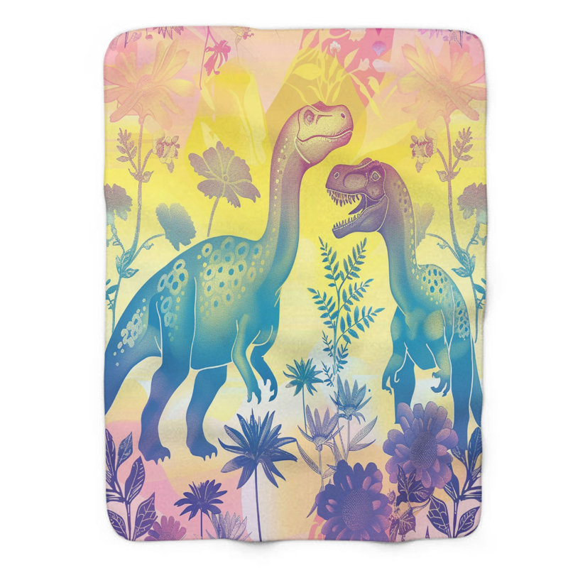 Luminous Dinosaurs - 1 pièce Sherpa Premium, Lit simple