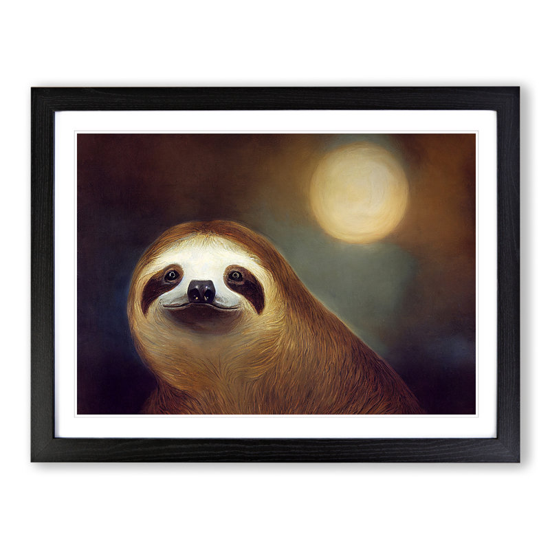 Cute Sloth Vol.2 - Framed Print, Black, 46cm H x 64cm W x 2cm D