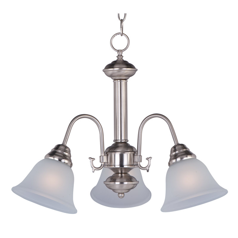Olli 3 - Light Dimmable Classic / Traditional Chandelier, Satin Nickel with Frosted Glass Shade