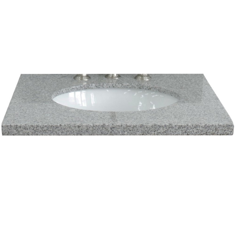 Tile & Top 25'' Granite Single Vanity Top with Sink and 3 Faucet Holes