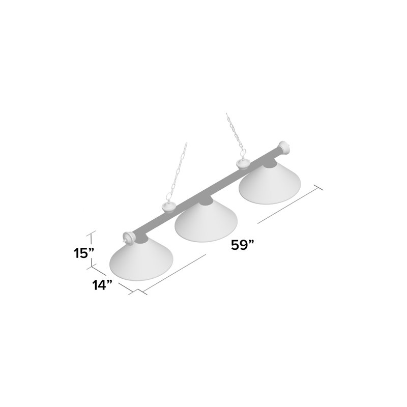 Luminaire suspendu linéaire à 3 lumières pour table de billard Chevelle, Lin blanc