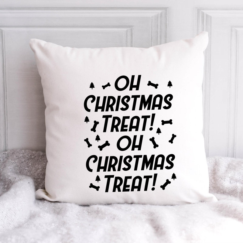 Coussin en polyester ChristmasDog_Noir-02, 16 po x 16 po