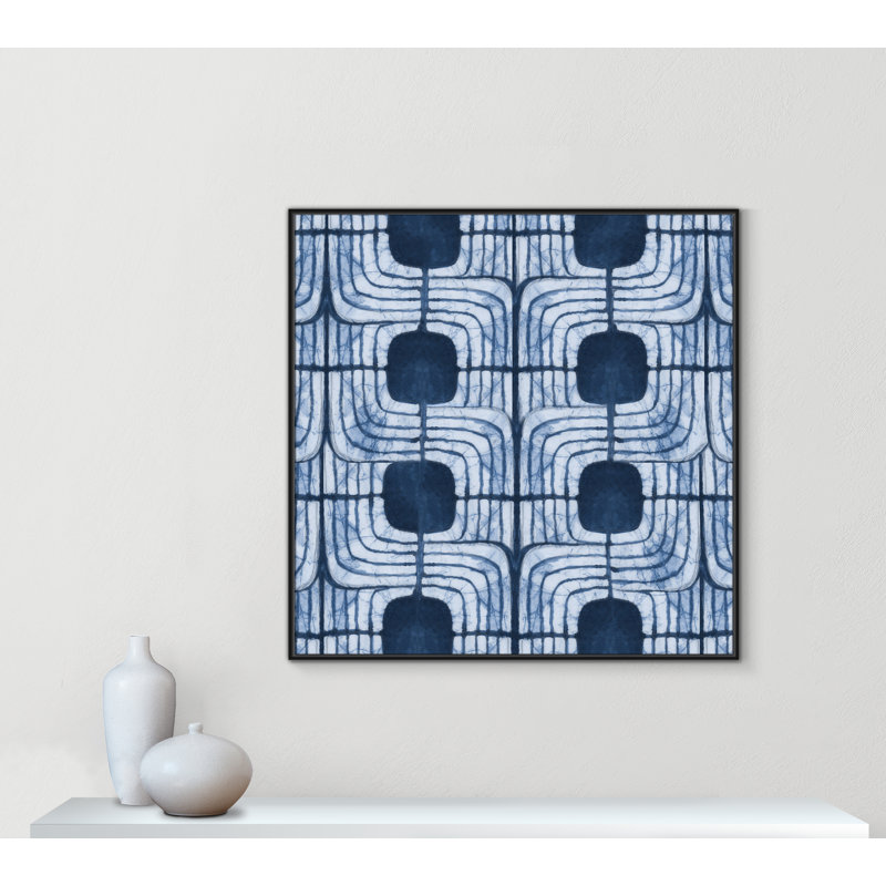 «Blu Batik II» par Emma Peal, Noir, H 46,5 po x l 46,5 po