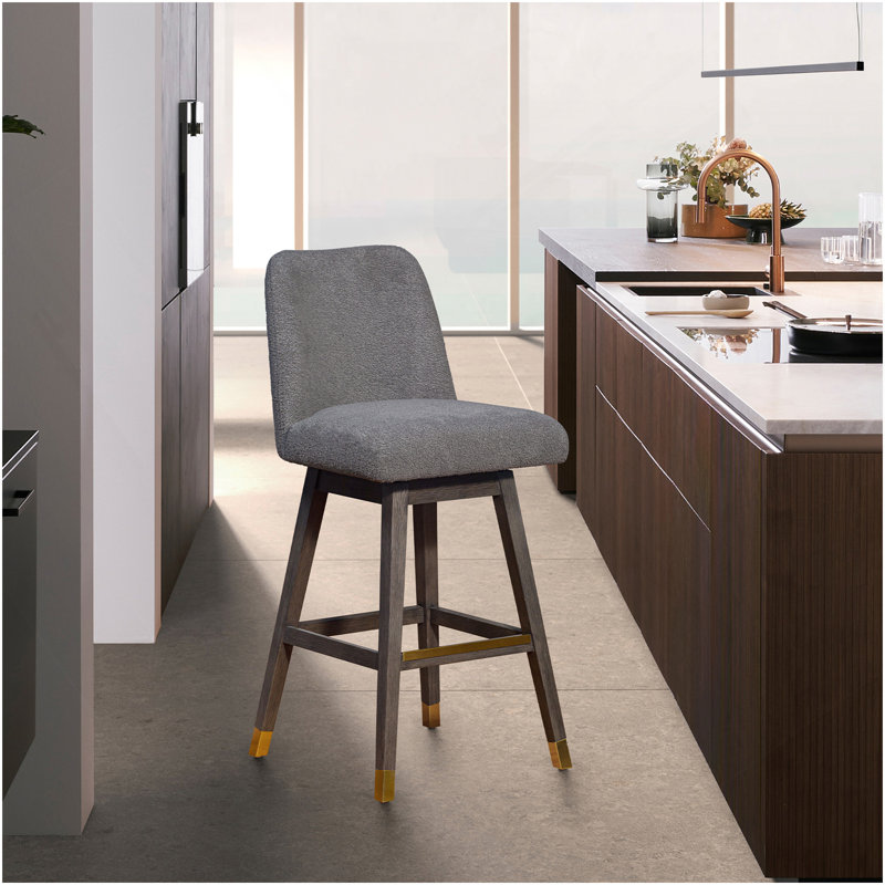 Tabouret de bar pivotant en bois de chêne gris Ralena