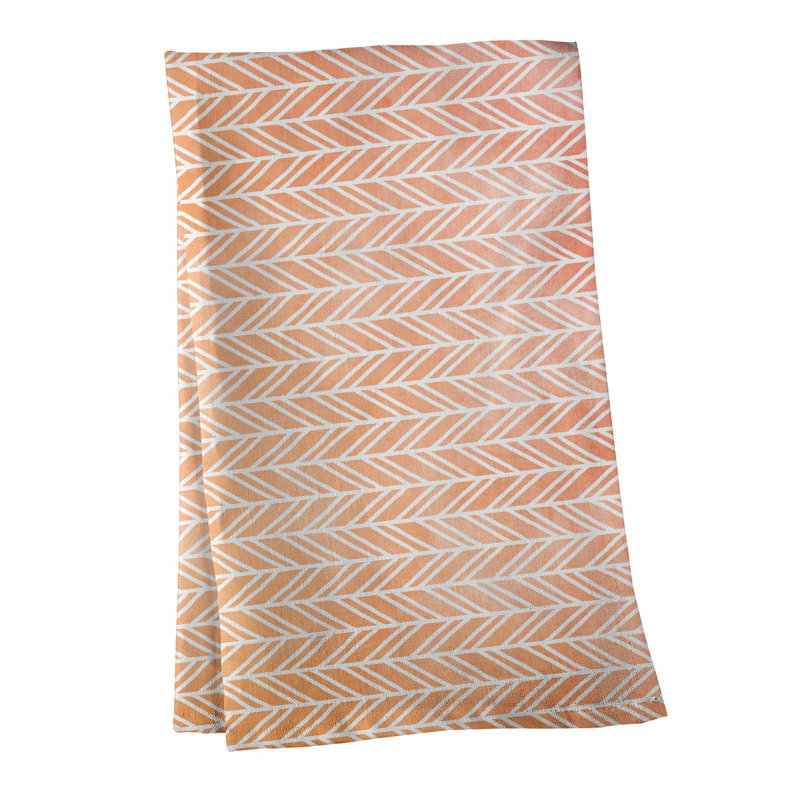 Serviette à thé à motif chevrons, Polyester sergé, Orange