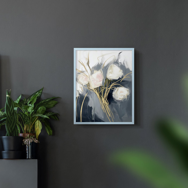 Série FLORAL DCLxxi - reproduction encadrée de qualité supérieure - prête à être accrochée - aucun clou requis, Bleu