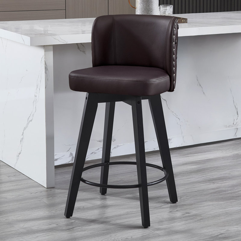 Tabouret de comptoir pivotant rembourré, Brun
