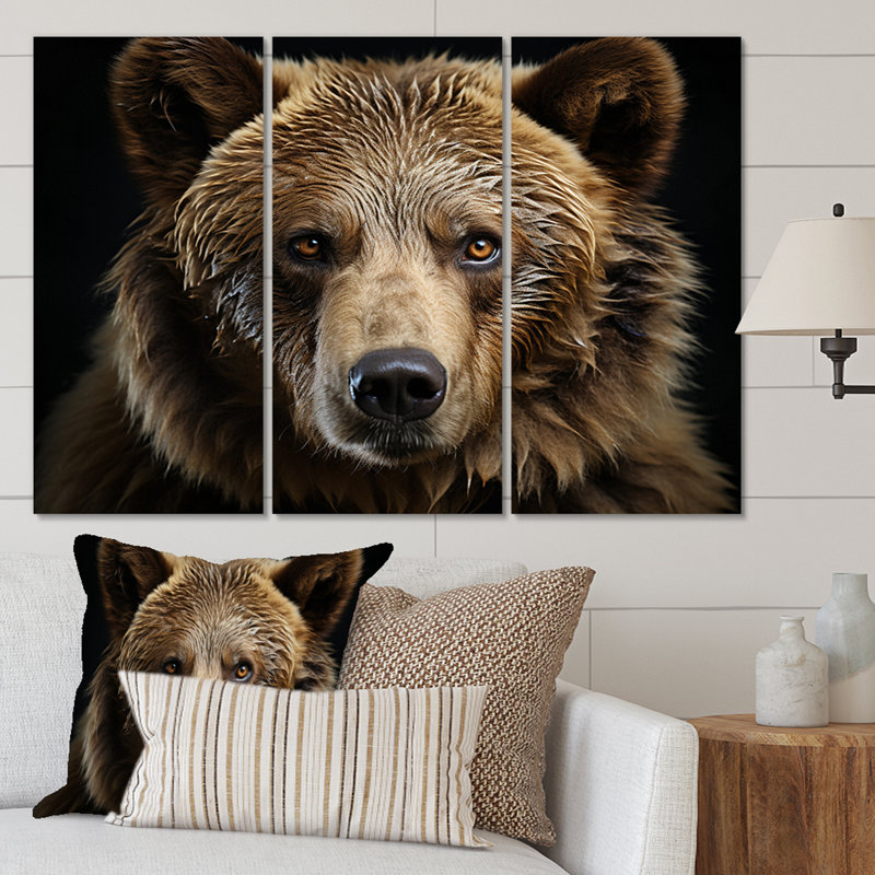 Ours, ensemble d'art mural en toile, Portrait d'un animal sauvage, H 40 po x l 60 po x P 1 po