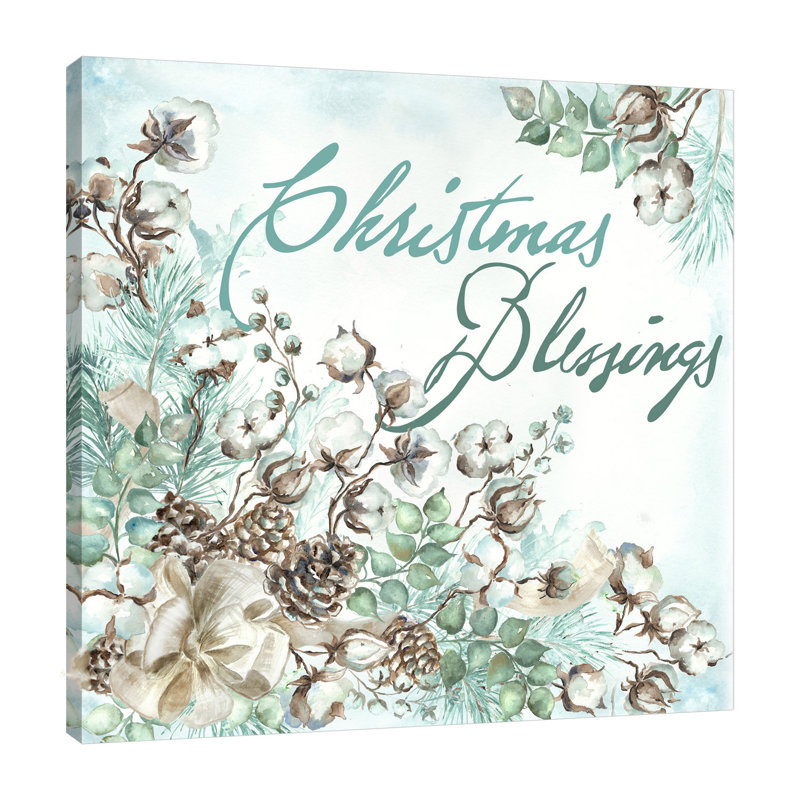 Cotton Boll: Christmas Blessings - Wrapped Canvas Painting, 76 cm H x 76 cm W