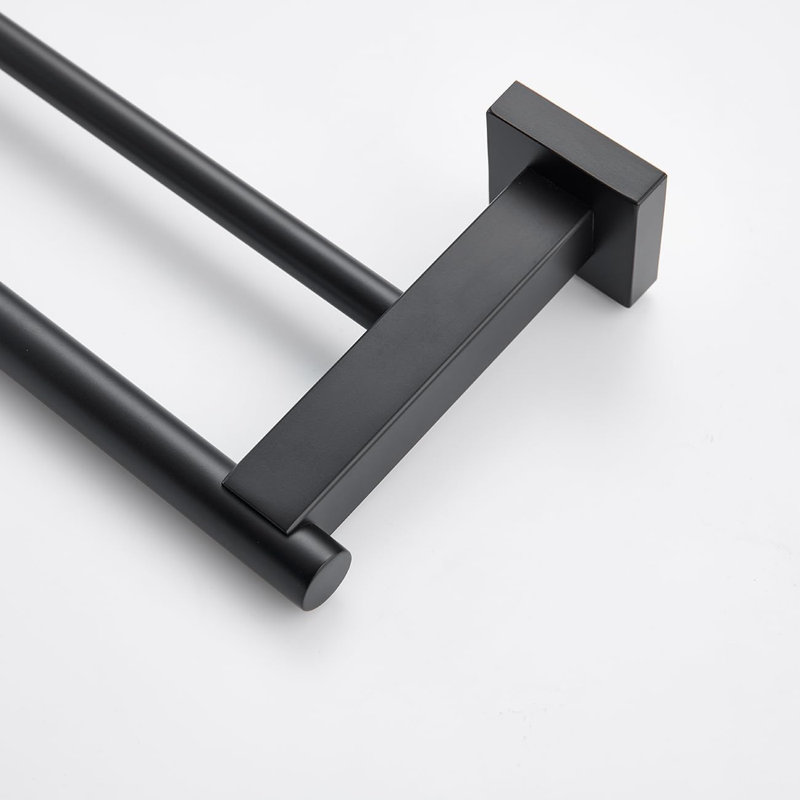 Porte-serviettes double en acier inoxydable SUS 304 pour salle de bain, H 2,01 po x L 35,98 po x P 2,01 po, Noir mat