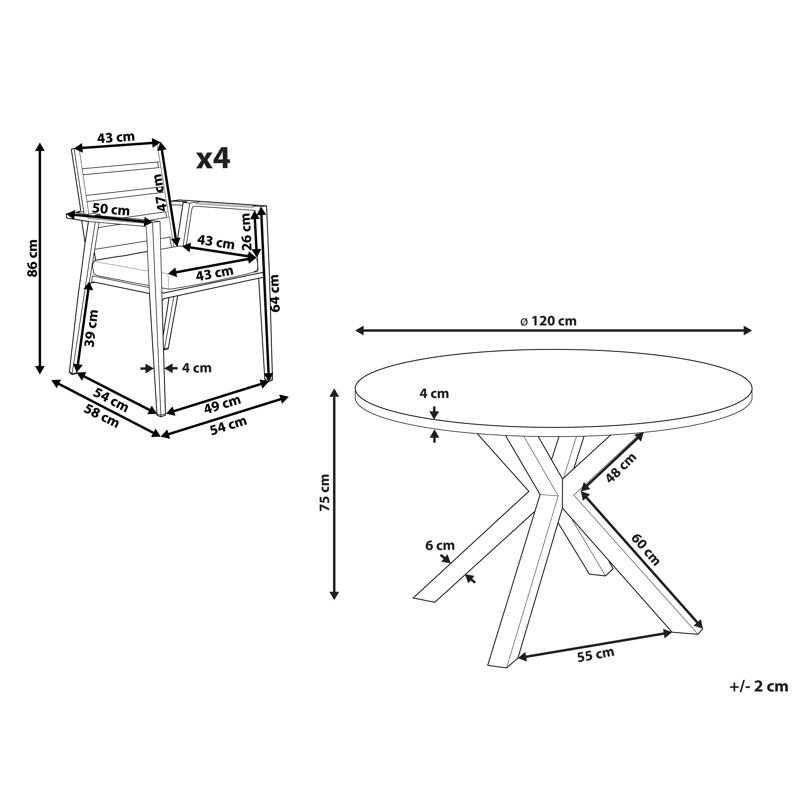 Goulette Round 5 - Piece 4 - Person Outdoor Table Set