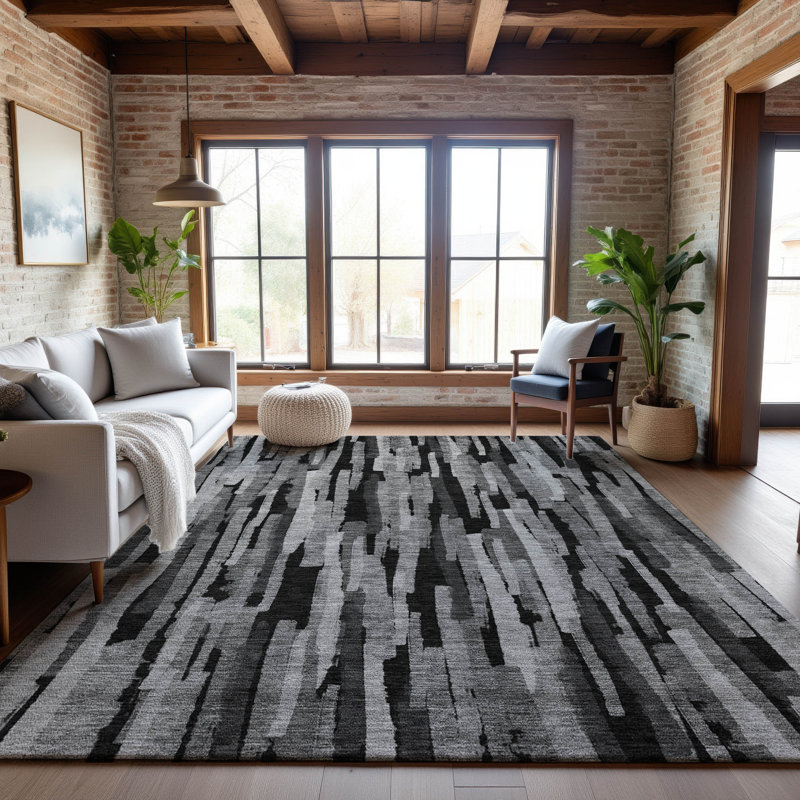 Premium Machine Washable Dahl AMF1079 Stripes Rug, Rectangle 10' x 14'