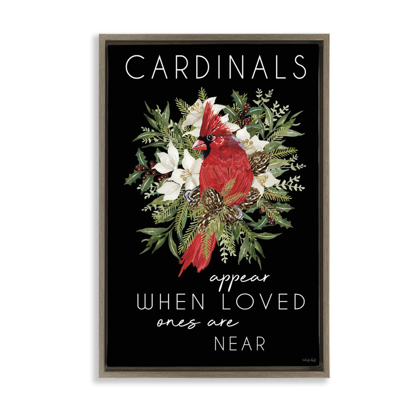 Cadre flottant à motif saisonnier Cardinals, H 31 po x l 21 po, Cadre flottant orme Montalcino