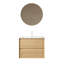 Meuble-lavabo de 61 cm (24 po) avec lavabo en céramique, contreplaqué, fini chêne, tiroirs, installation facile, lavabo blanc, conception robuste, montage simple et rapide.