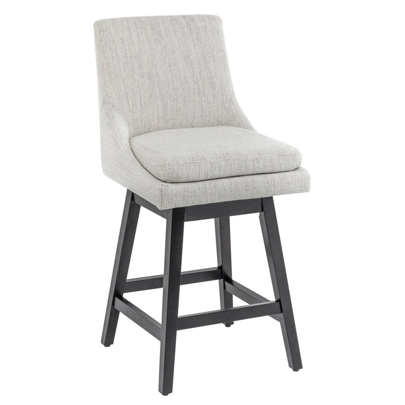 Lark Manor ™, tabourets de bar 26 po à hauteur de comptoir pivotant à 360 ° avec dossier haut pour îlot de cuisine et de bar Lark Manor ™, ensemble de 1, tissu performance gris anthracite