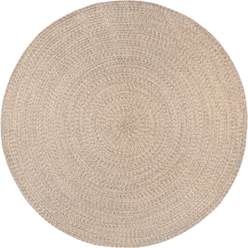 Tapis d'intérieur / extérieur brun clair tressé Owensby, Rond 4 pi