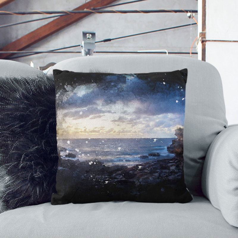Little Bay In Sydney Paint Splash Square Throw Cushion, 40cm H x 40cm W x 15cm D, Black