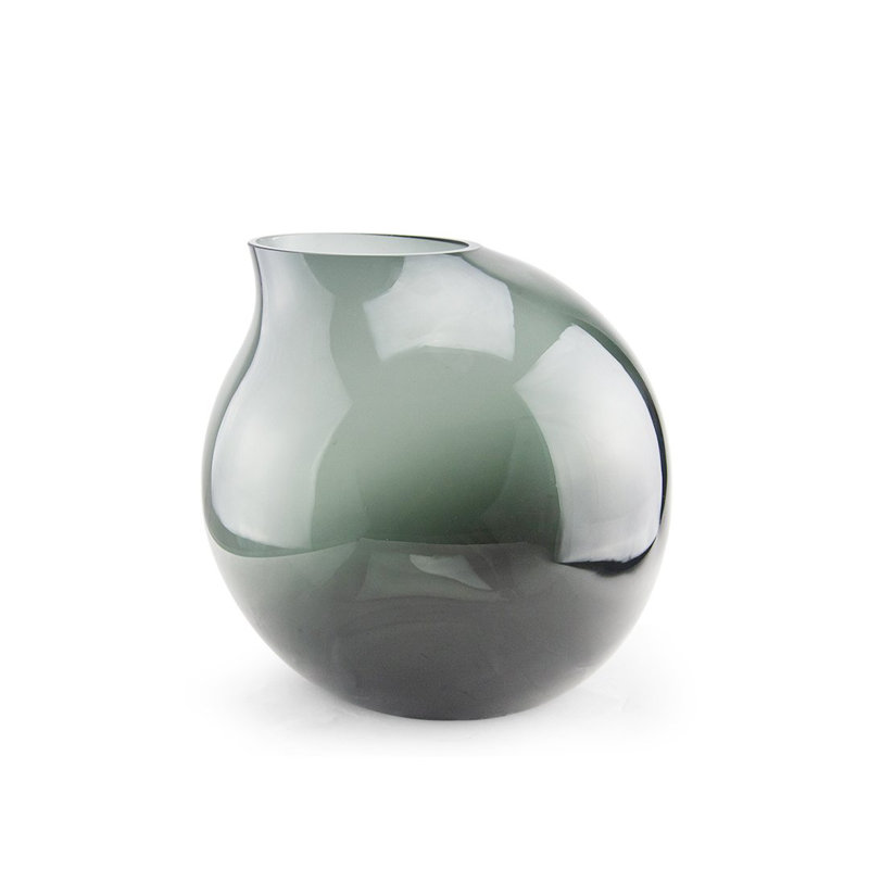 Glass Table Vase 1, 15" H x 16" W x 16" D, Smoke