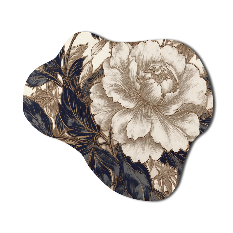 Gold Blue Carnation Flower IV - Asymmetrical Carnations Metal Wall Art, Cloud Metal Wall Sculpture Print