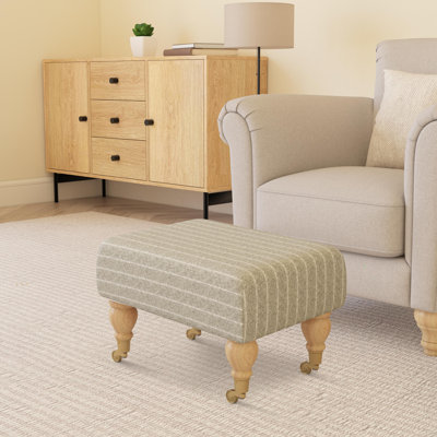 Autryville Wood Caster Leg - Pinstripe Wool