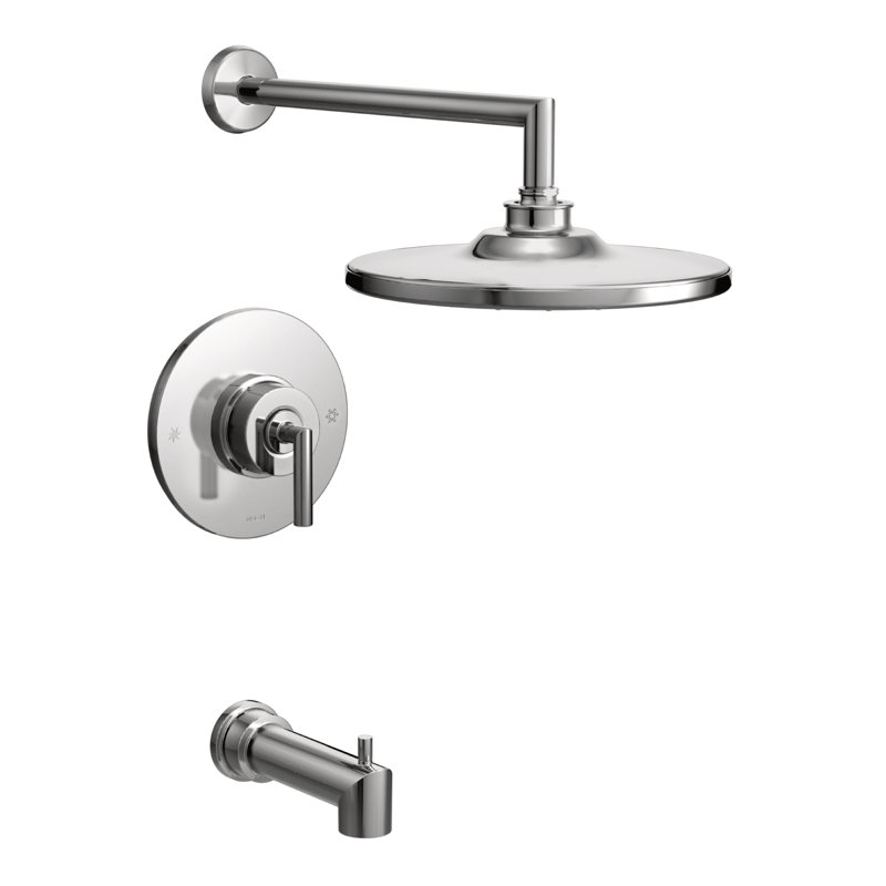 Moen Arris Posi-Temp Tub and Shower Trim Kit with 10-Inch Eco-Performance Rain Shower, Chrome