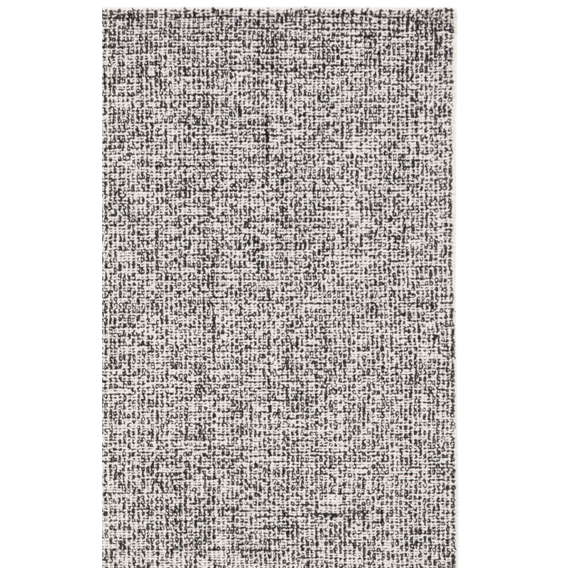 Macguiness Ebony Hand Tufted Wool Jute Cotton Rug in Black/Ivory, Runner 2'3" x 7'