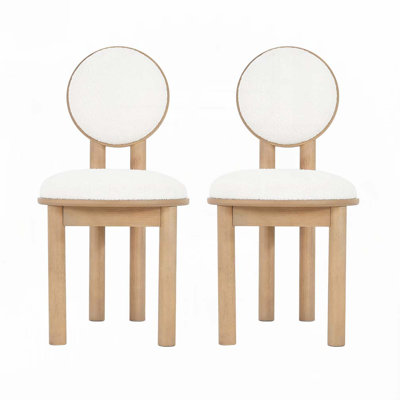 Boucle Fabric Dining Chair with wooden frame by Brayden Studio