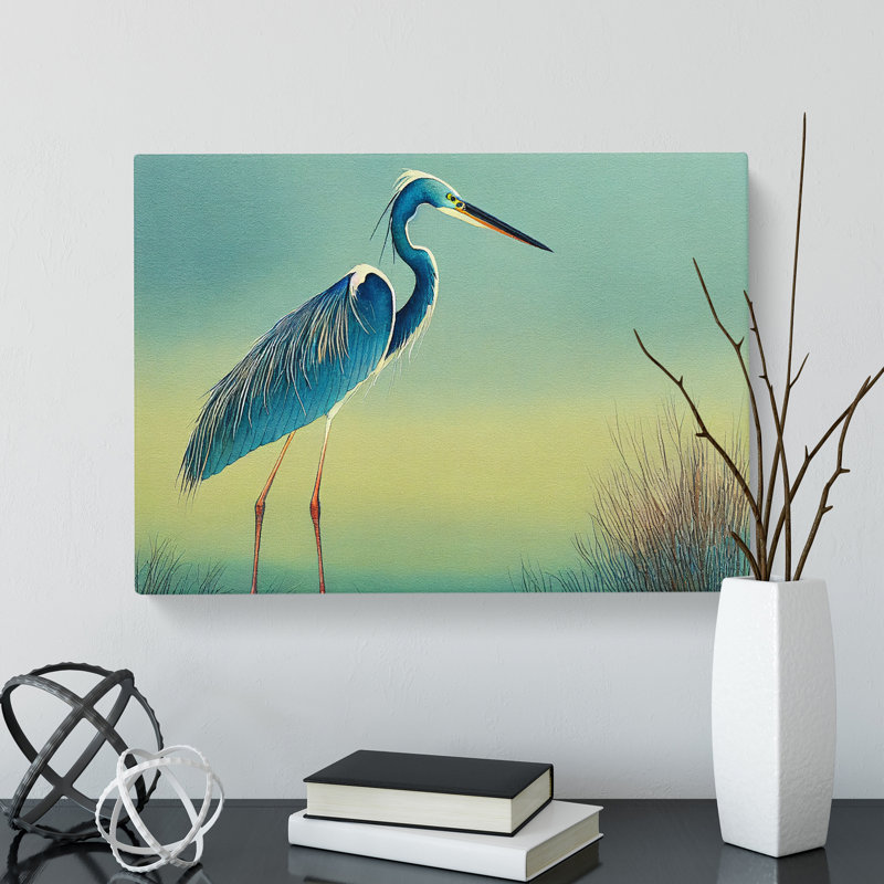 Watercolour Heron Bird Vol.2 - Wrapped Canvas Painting, 35cm H x 50cm W x 3cm D