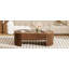 Table basse ovale à plateau relevable, conception en bois avec compartiment caché-130122397