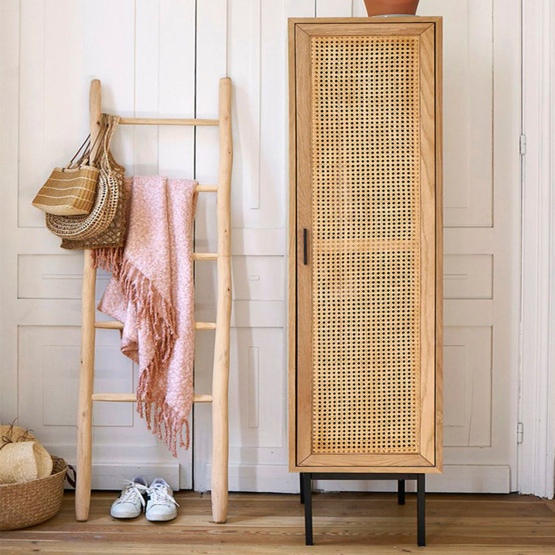 Armoire de rangement simple en bois de rotin