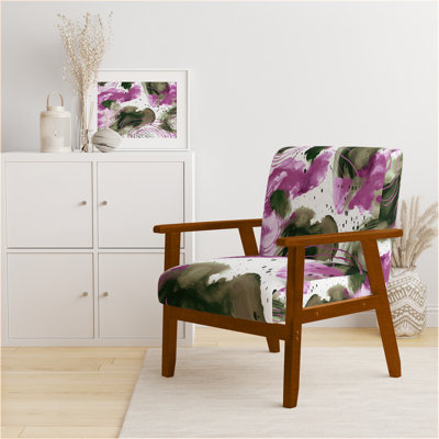 Fauteuil rembourré en velours moderne à motif abstrait avec textures bleues et dorées II