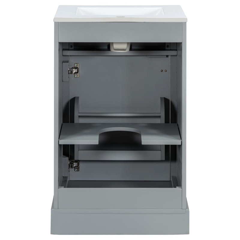 Elegant Vanity with Storage, Gray